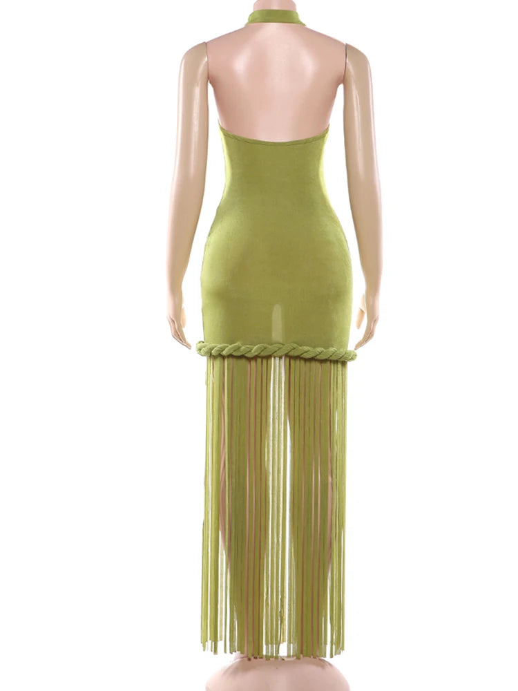 Joskaa Backless Halter Sleeveless Bodycon Maxi Dress - maxi dress image 4