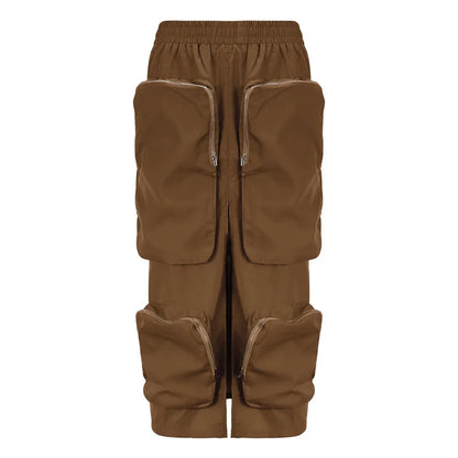 Women's High Waist Zip Harajuku Cargo Skirt