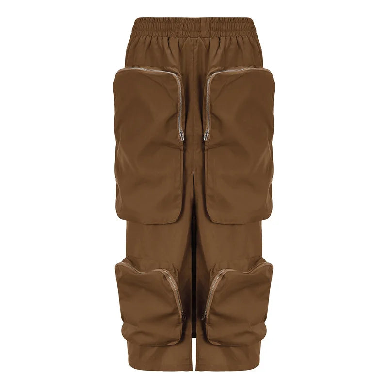 Women's High Waist Zip Harajuku Cargo Skirt