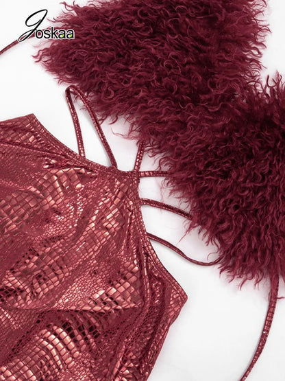 Women's Backless Cutout V-neck Halter Romper 3021 - Model Wearing Style