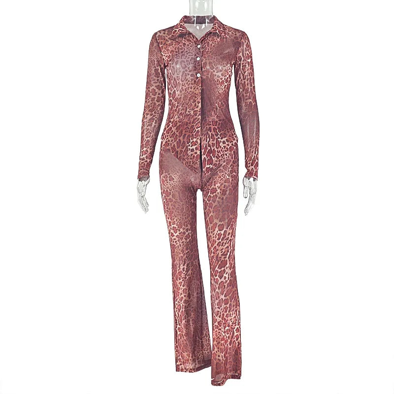 Joskaa Leopard Print Long Sleeve Two Piece Set - two piece set image 5