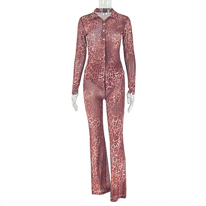 Joskaa Leopard Print Long Sleeve Two Piece Set - two piece set image 5