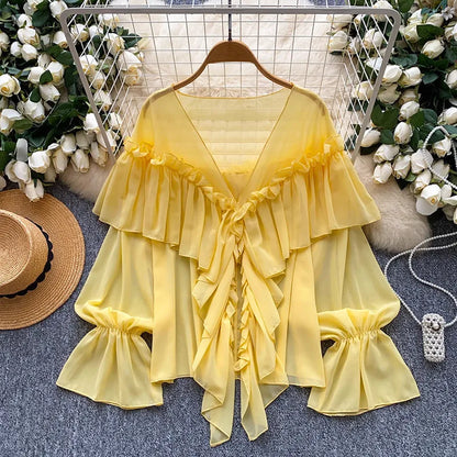 Wholesale Women's Flare Ethereal Chiffon Top