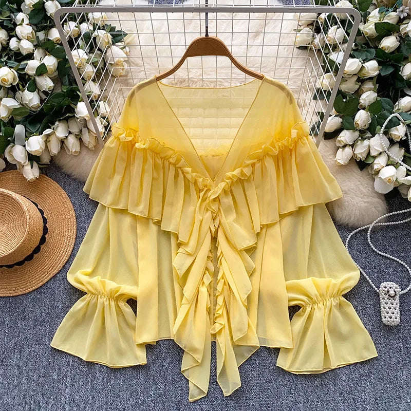 Wholesale Women's Flare Ethereal Chiffon Top