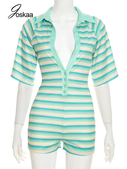Women's Striped Bodycon Romper - Back View