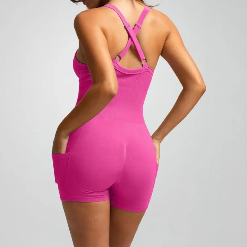 Women's Bodycon Built-in Bra Crisscross Romper