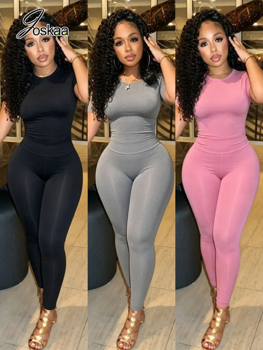 Women's Ribbed Knit Bodycon High Waist Two Piece Set - Women's Fashion Wholesale - Front View