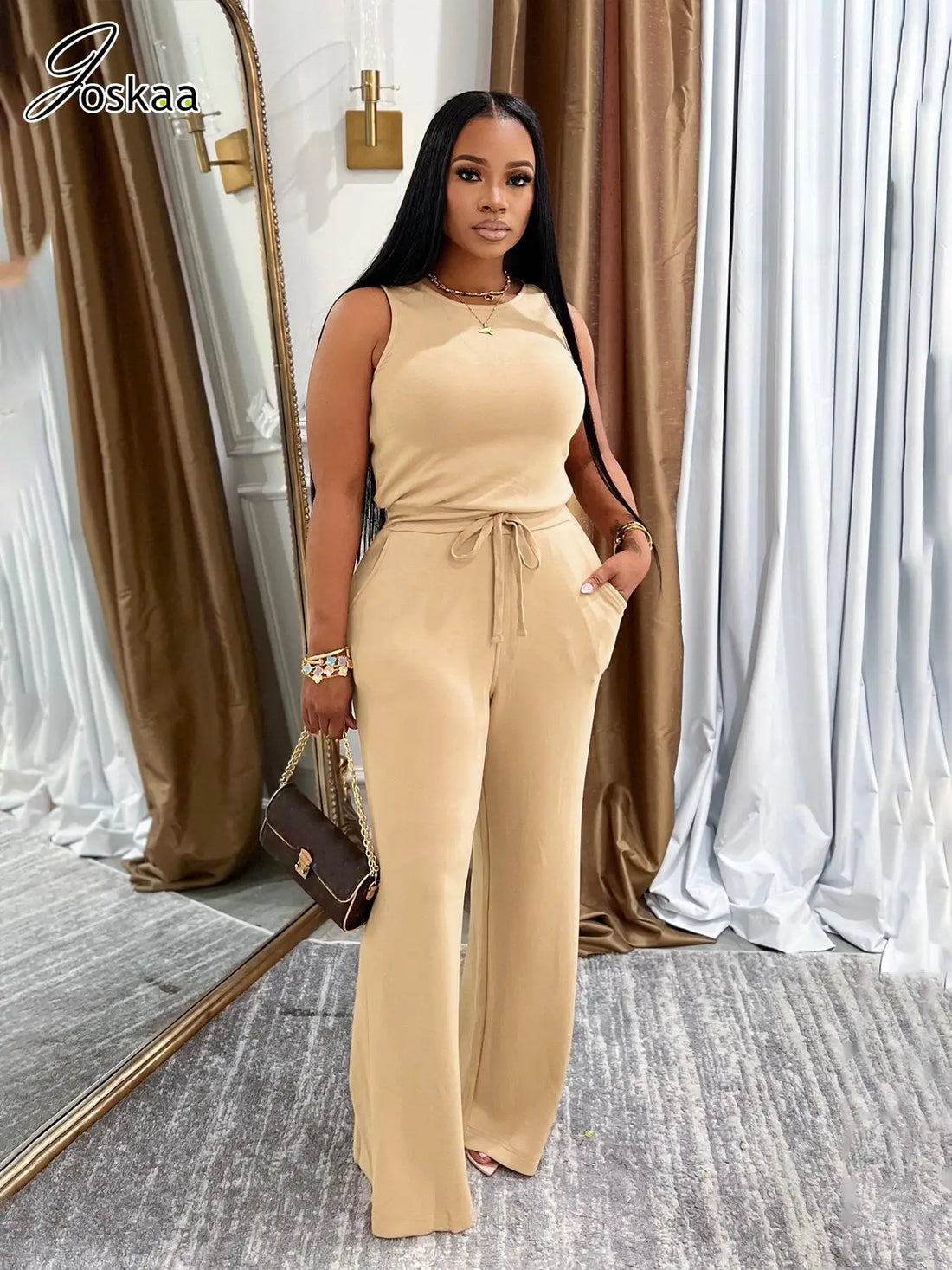 Women's Sleeveless Bodycon Zip Jumpsuit Romper – Women's Fashion Wholesale – Front View