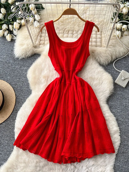 Women's Knit Cutout Sleeveless Ribbed Dress White – Back View