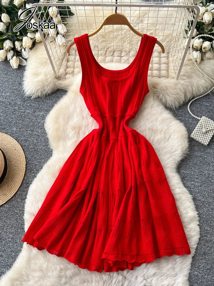 Women's Knit Cutout Sleeveless Ribbed Dress White – Back View