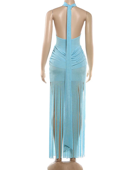 Joskaa Velvet Ruched Backless Halter Dress - dress image 4
