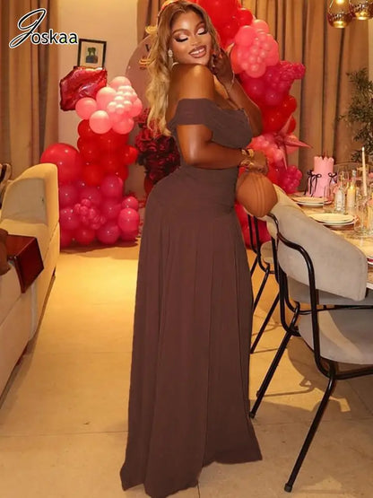 Women's Ruched Strapless Bodycon Maxi Dress Black – Front View