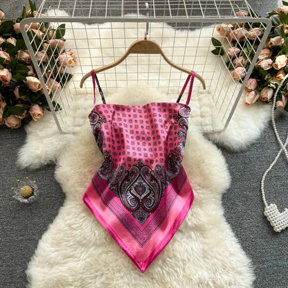 Wholesale Women's Backless Irregular Print Dress