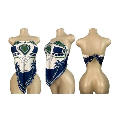 Joskaa Satin Halter Sleeveless Crop Two Piece Set - two piece set image 18