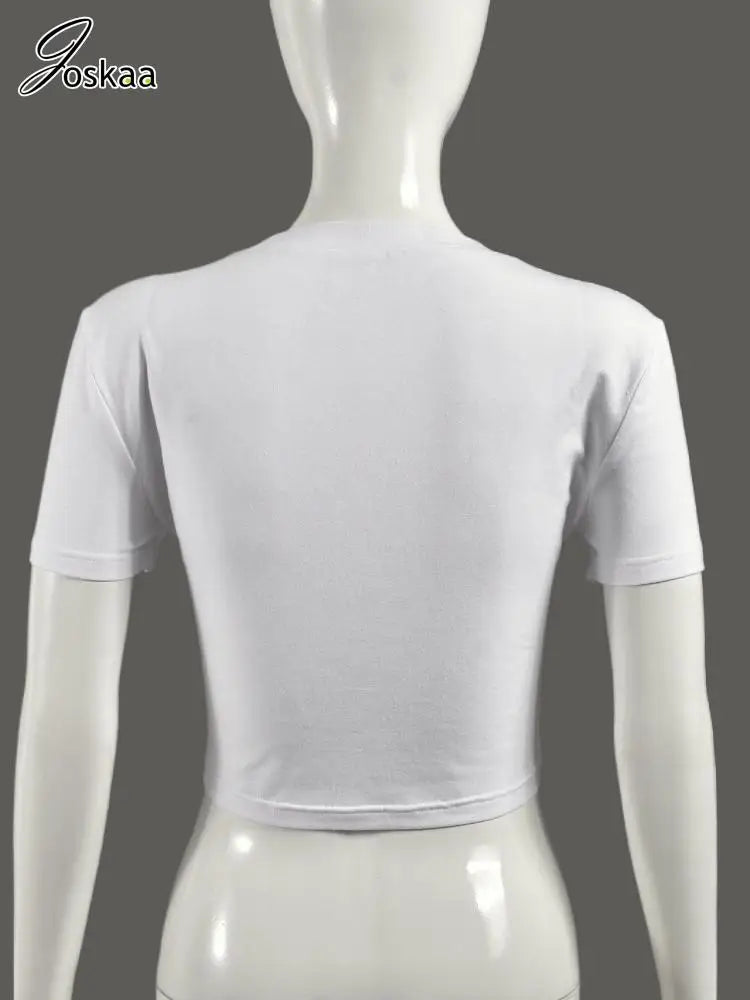Women's Short Sleeve Five-pointed Star Patchwork Top White – Detail View
