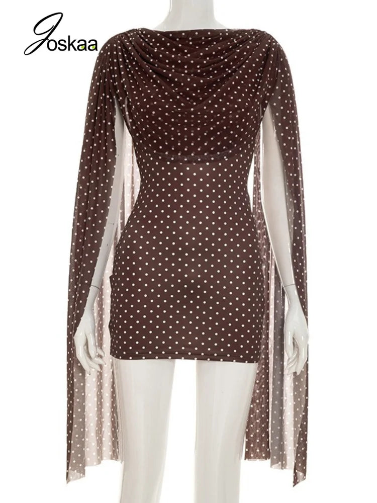 Women's Polka Dot Mesh Bodycon Mini Dress - Back View