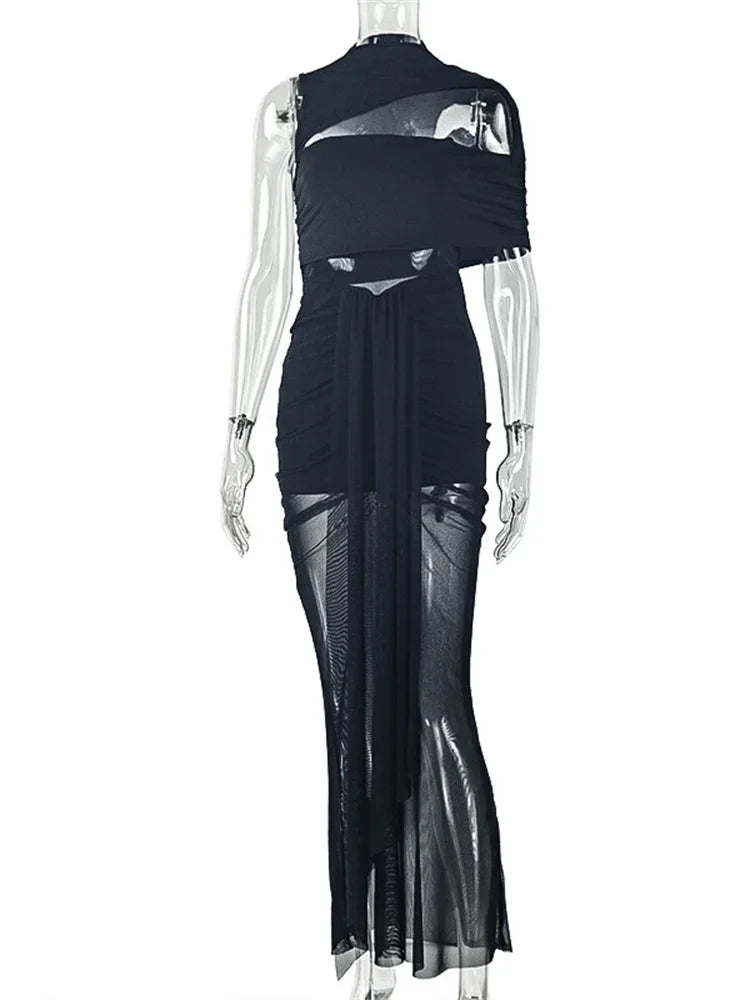 Joskaa Mesh Ruched Bodycon Maxi Dress - maxi dress image 5