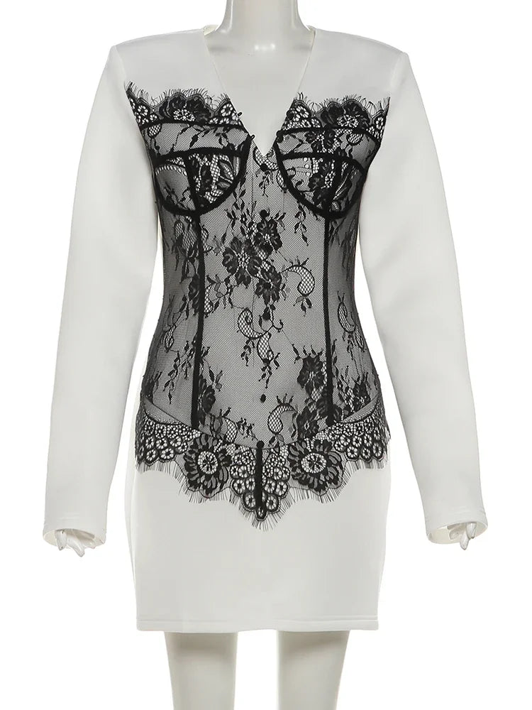 Joskaa Lace Long Sleeve Bodycon Dress - bodycon dress image 2