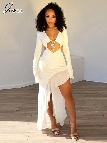 Women's Backless Cutout Long Sleeve Dress – Women's Fashion Wholesale – Front View