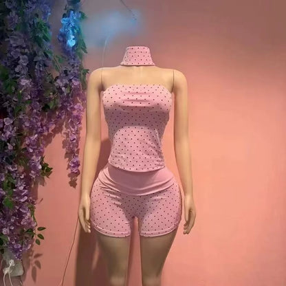 Women's Polka Dot Strapless High Waist Two Piece Set - Additional View 12