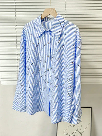 Joskaa Plaid Stripe Rhinestone Long Sleeve Top - top image 9