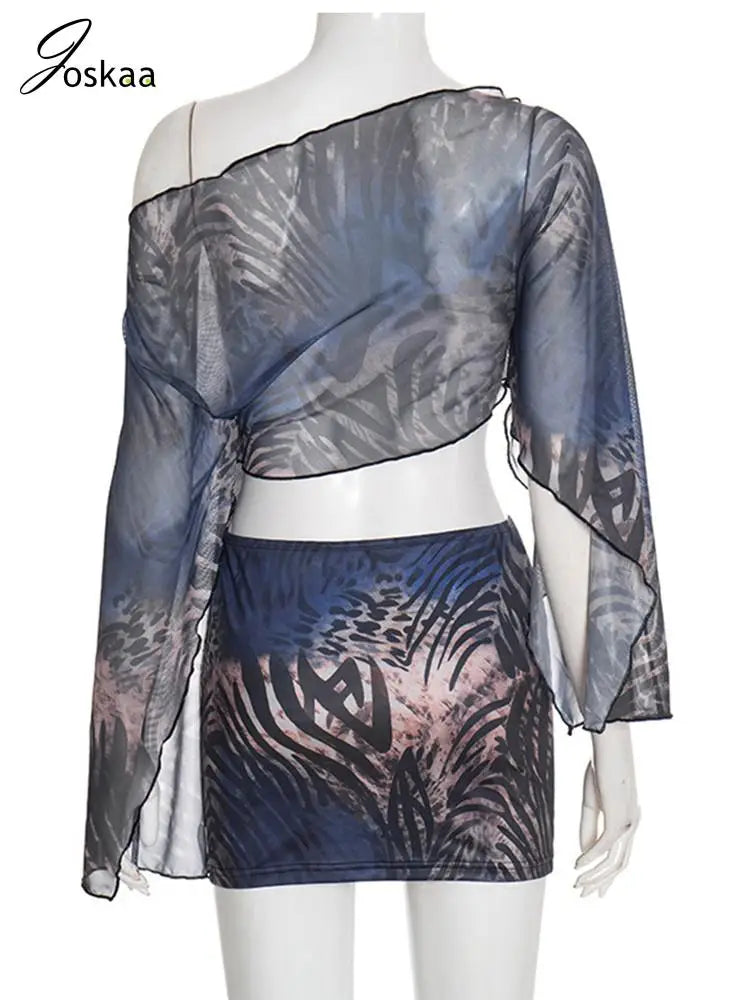 Women's Stripe Mesh Long Sleeve Two Piece Set Black – Detail View