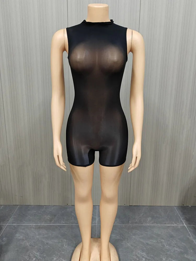 Women's Sleeveless Bodycon Coquette Round Neck Romper