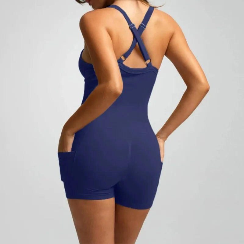 Women's Bodycon Built-in Bra Crisscross Romper
