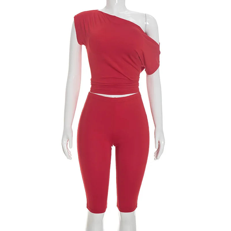 Women's Ruched One Shoulder Bodycon High Waist Two Piece Set - Additional View 10