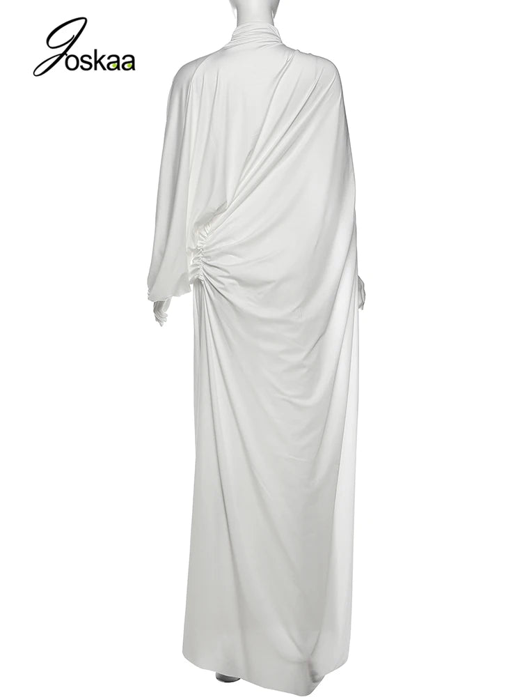 Women's Ruched Elegant Turtleneck One Two Piece Set White – Detail View