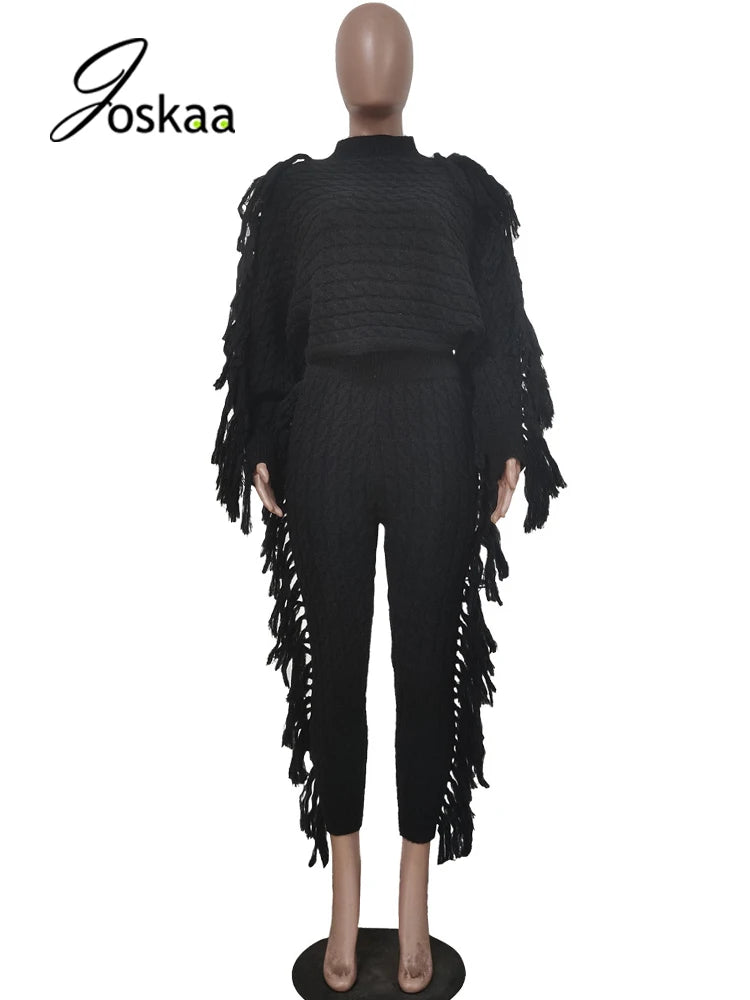 Women's Knit Long Sleeve Crop Two Piece Set 29 – Back View