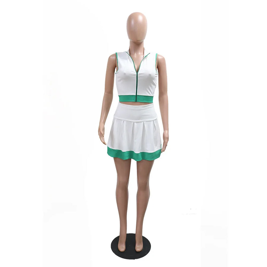 Wholesale Women's Zip Pleated Two Piece Set