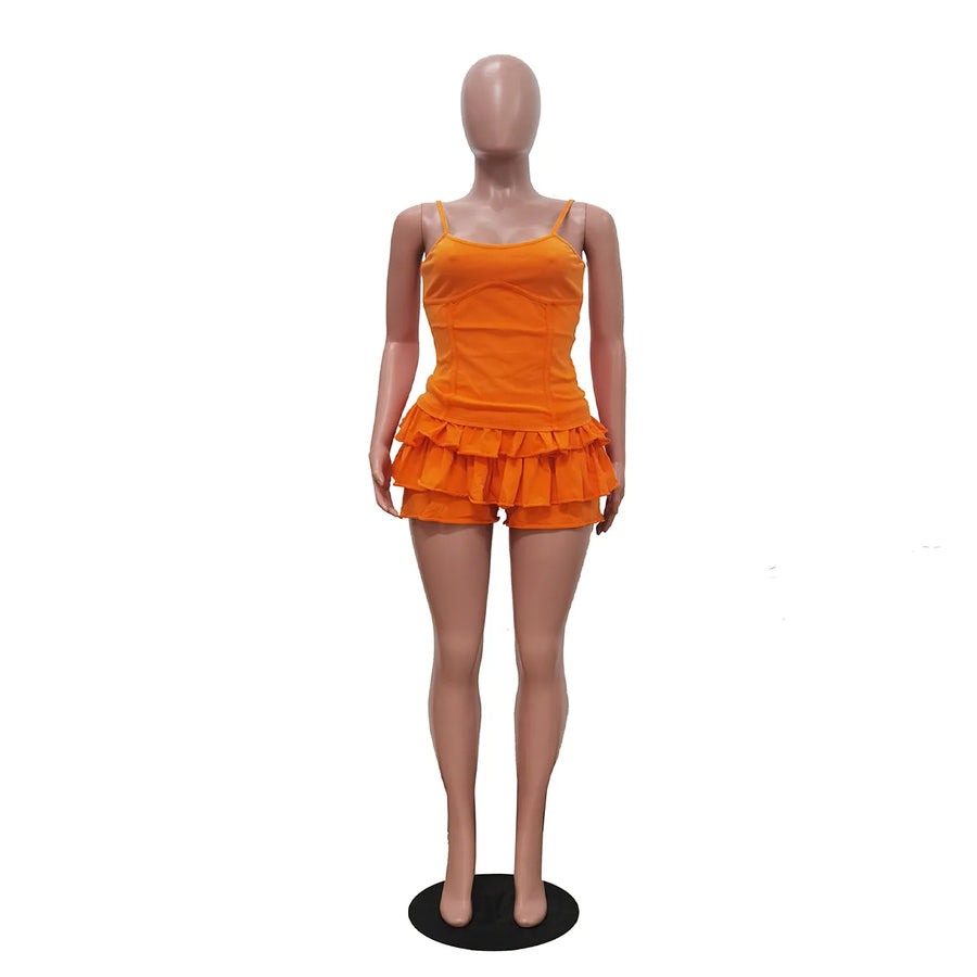 Women's Solid Washed Camisole Two Piece Set