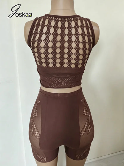 Wholesale Women's Cutout Crop See Two Piece Set White – Detail View