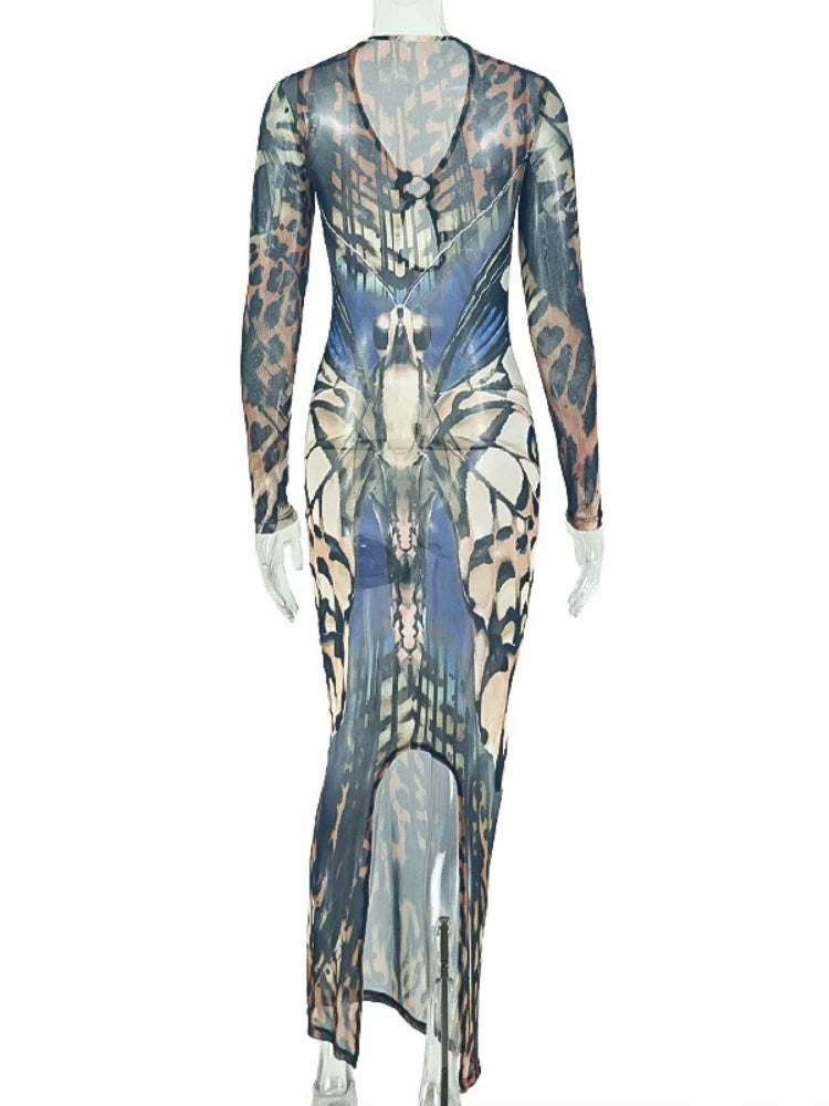 Women's Cutout Long Sleeve Bodycon Dress Mixed – Detail View
