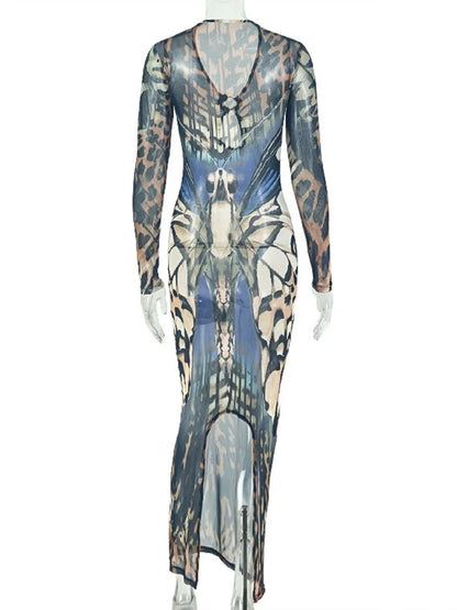 Women's Cutout Long Sleeve Bodycon Dress Mixed – Detail View