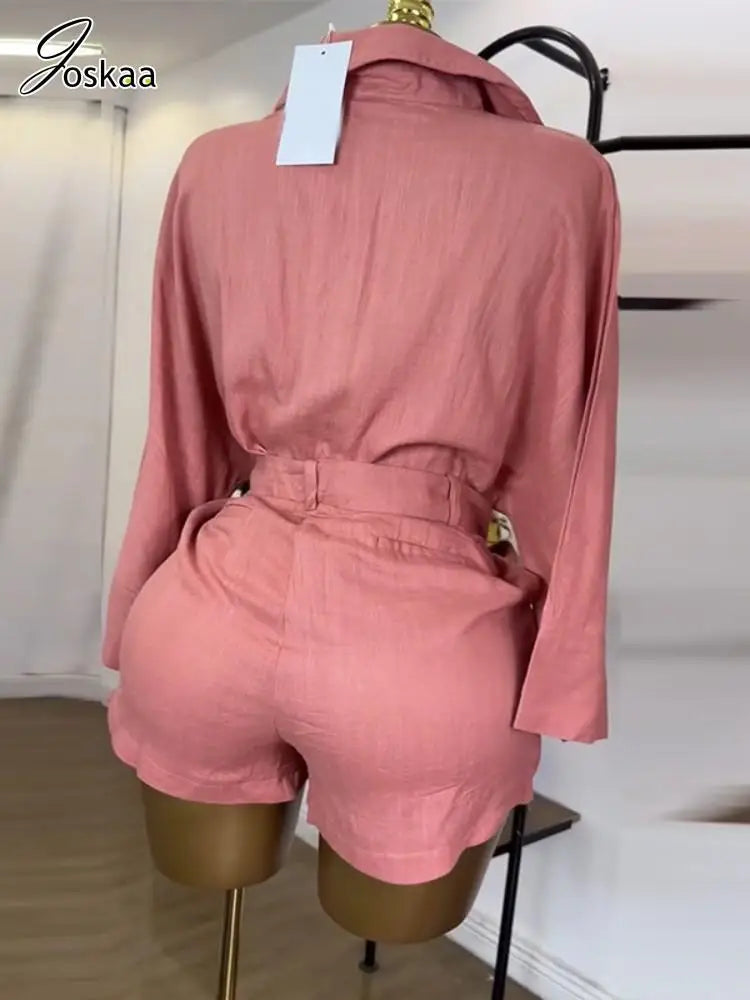 Women's Lapel Batwing Sleeve Two Piece Set Pink – Side View