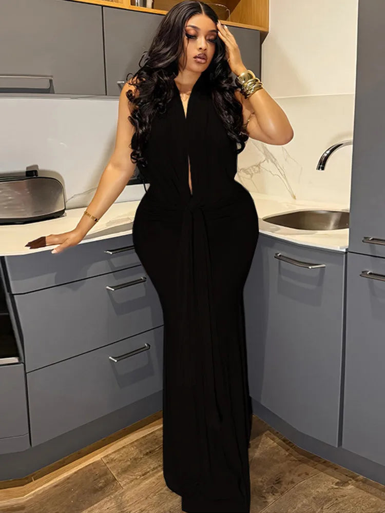 Women's Ruched Backless Halter Bodycon Dress