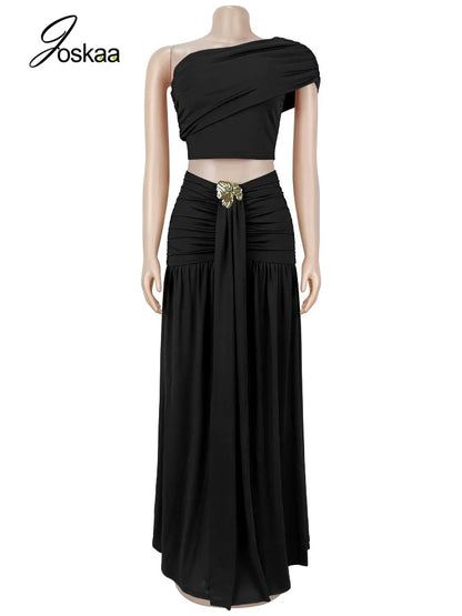 Women's Ruched One Shoulder Two Piece Set - Detail View 3