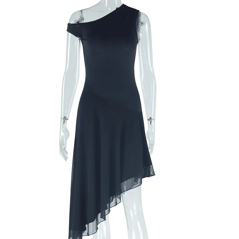 Women's Elegant Solid Skew Bodycon Dress