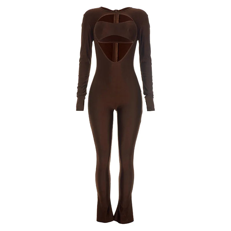 Women's Cutout Strapless Zip Up Long Sleeve Romper - Additional View 7