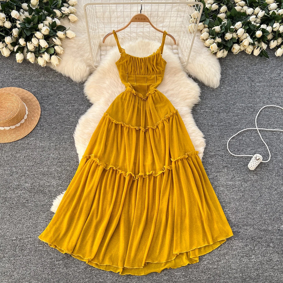 Women's Ruched High Waist Bodycon Maxi Dress