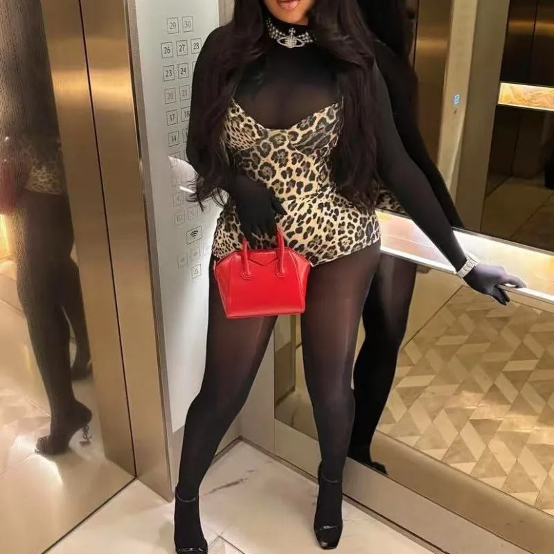 Women's Sequin Bodycon Jumpsuit Shiny Tights Romper Coffee – Detail View