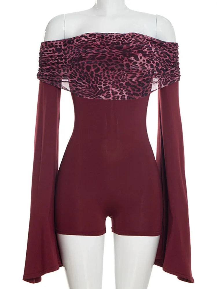 Joskaa Leopard Print Strapless Long Sleeve Bodycon Romper - romper image 7