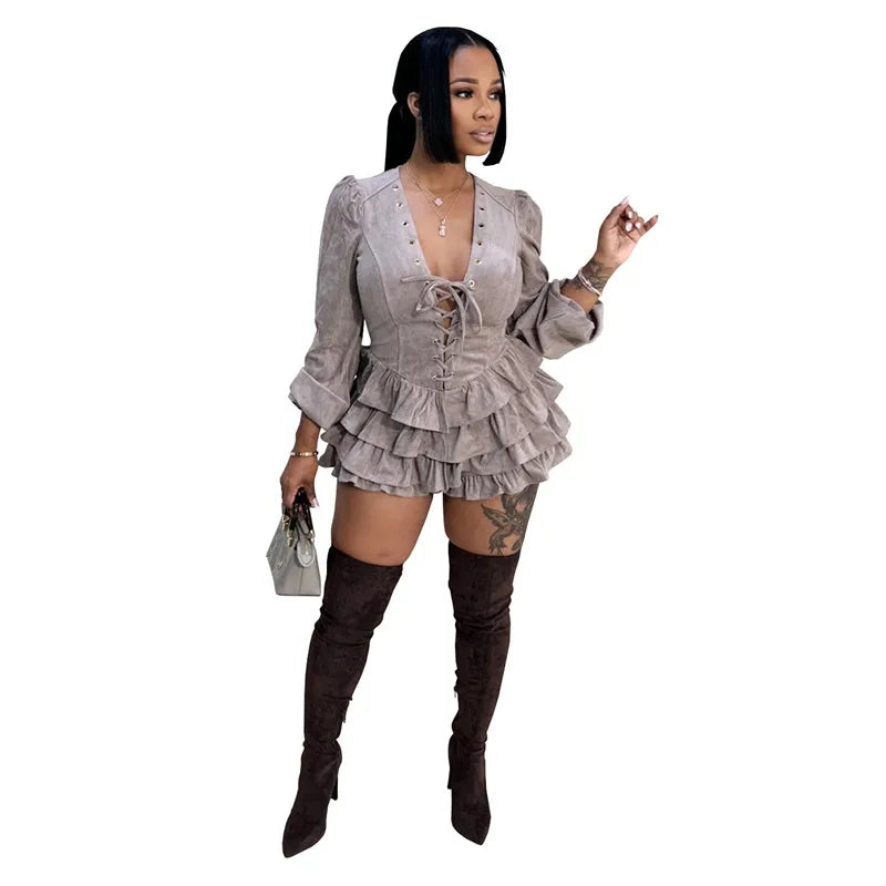 Women's Lace Long Sleeve Bodycon Mini Dress