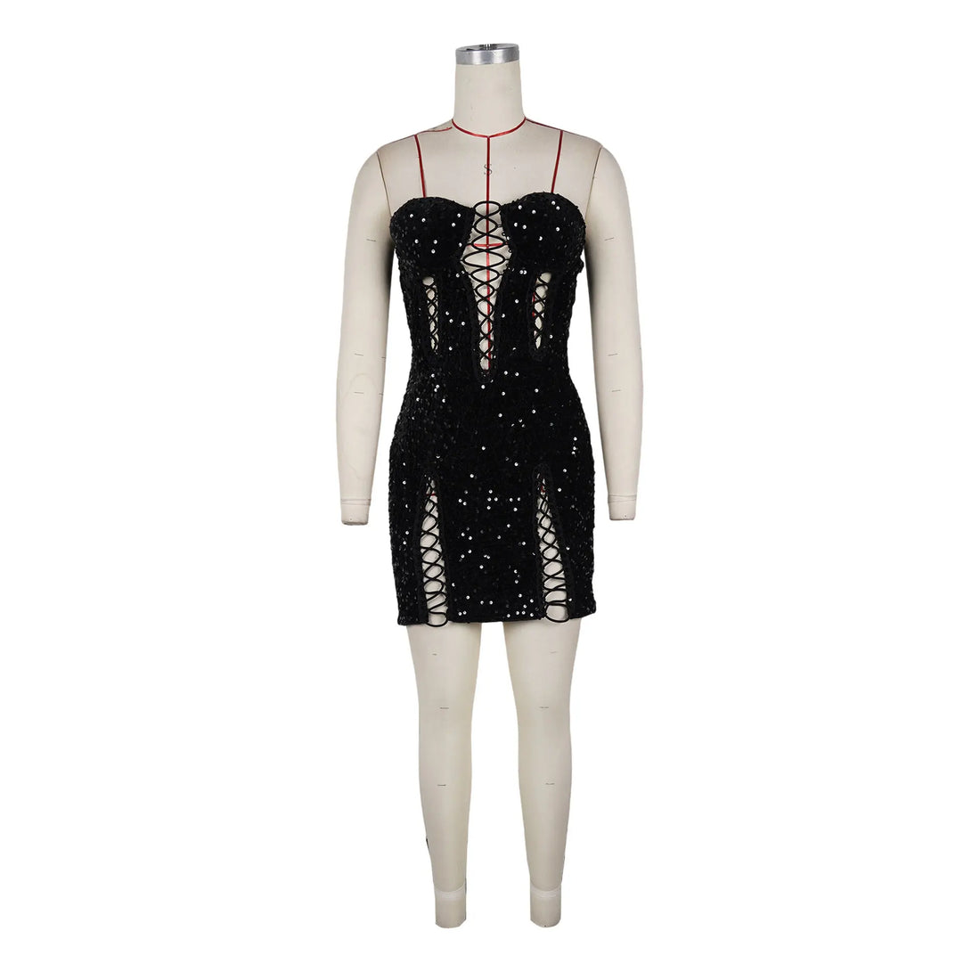 Joskaa Sequin Backless Strapless Zip Up Bodycon Dress - bodycon dress image 5