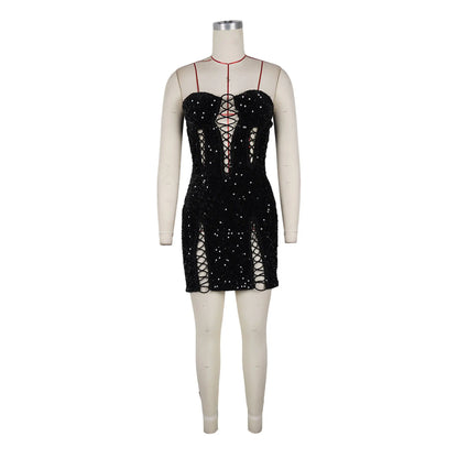 Joskaa Sequin Backless Strapless Zip Up Bodycon Dress - bodycon dress image 5