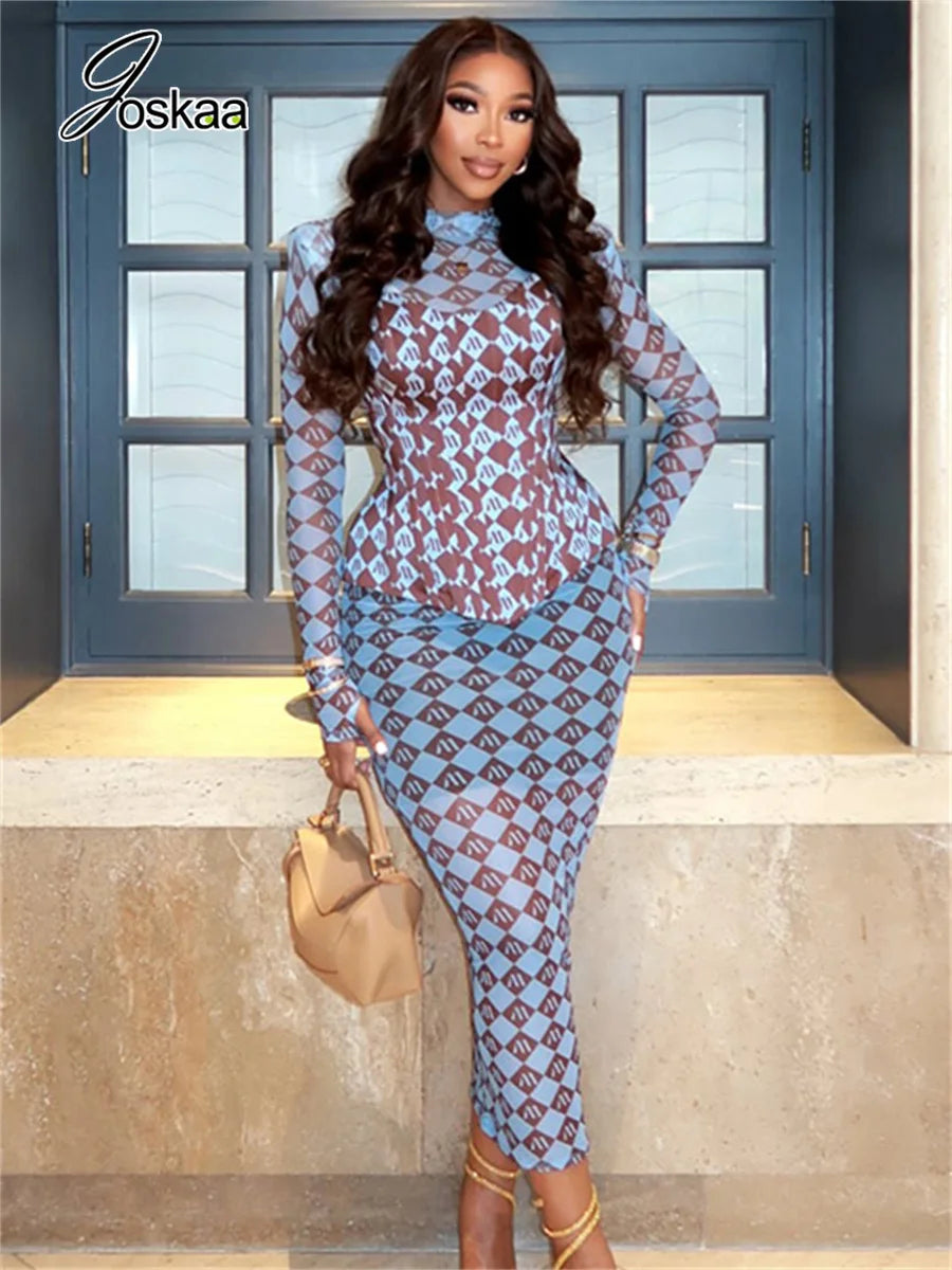 Women's Long Sleeve Fall Midi Bodycon Dress Blue – Side View