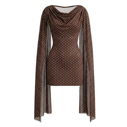 Women's Polka Dot Mesh Bodycon Mini Dress - Additional View 7