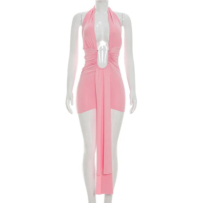 Women's Backless Halter Sleeveless Mini Dress